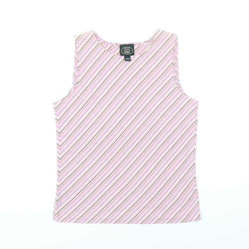 Laura Ashley Womens Pink Polka Dot Cotton Basic T-Shirt Size M Boat Neck - Vintage