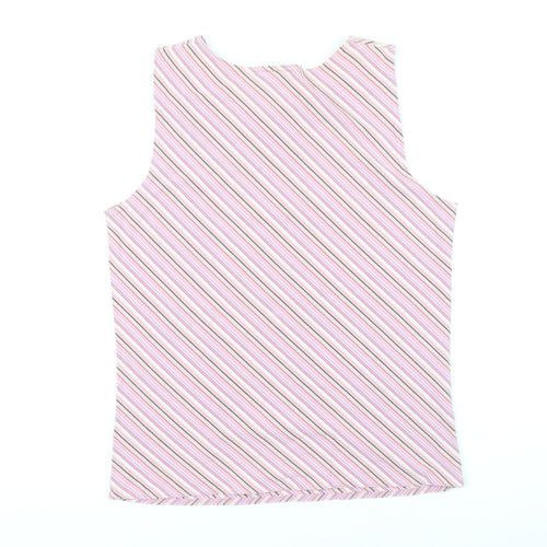 Laura Ashley Womens Pink Polka Dot Cotton Basic T-Shirt Size M Boat Neck - Vintage