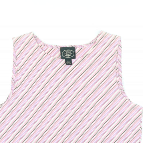 Laura Ashley Womens Pink Polka Dot Cotton Basic T-Shirt Size M Boat Neck - Vintage