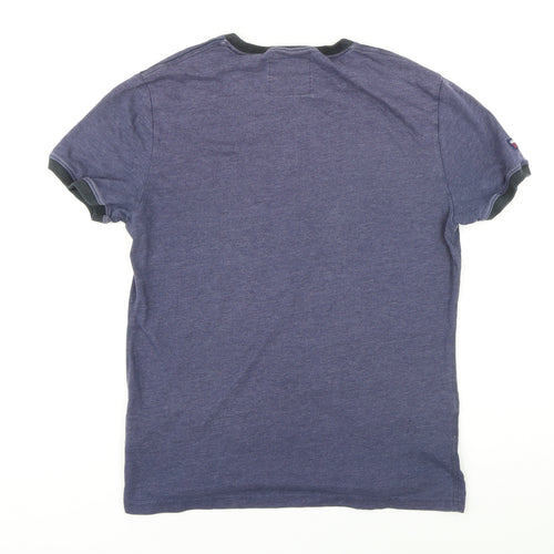 Superdry Mens Blue Cotton T-Shirt Size L Round Neck