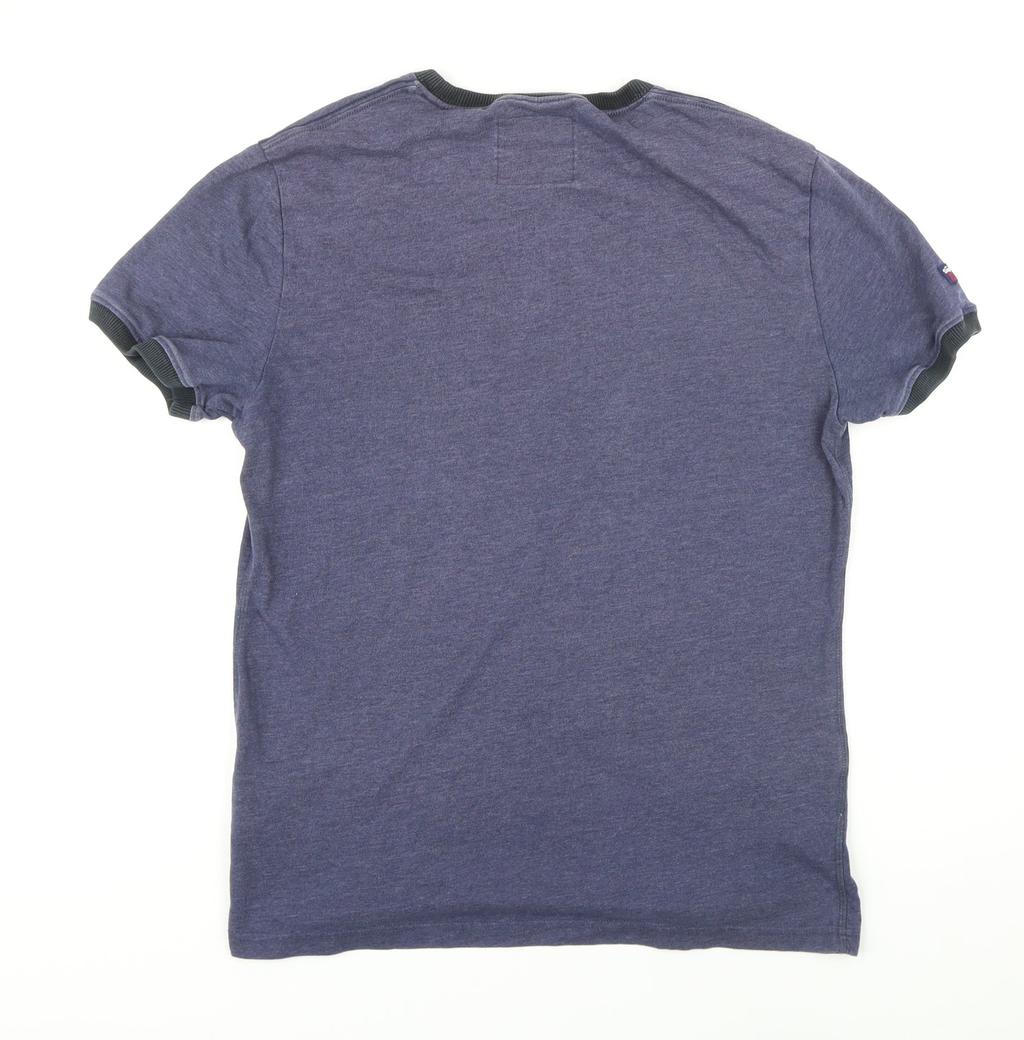 Superdry Mens Blue Cotton T-Shirt Size L Round Neck