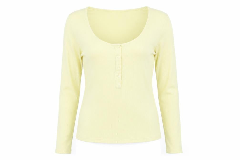 NA-KD Womens Yellow Polyester Basic T-Shirt Size S Scoop Neck