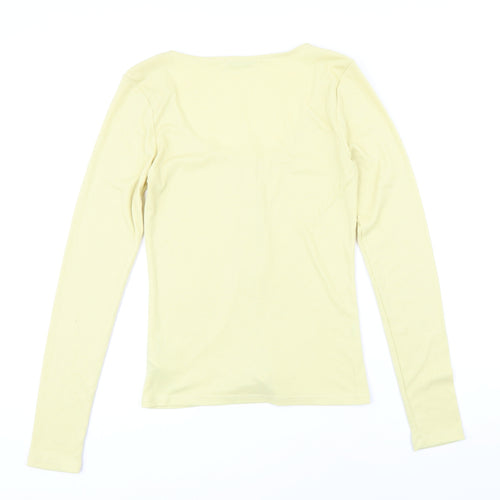 NA-KD Womens Yellow Polyester Basic T-Shirt Size S Scoop Neck