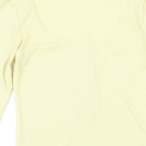 NA-KD Womens Yellow Polyester Basic T-Shirt Size S Scoop Neck