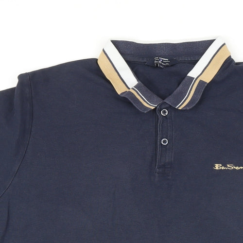 Ben Sherman Mens Blue 100% Cotton Polo Size 2XL Collared Button