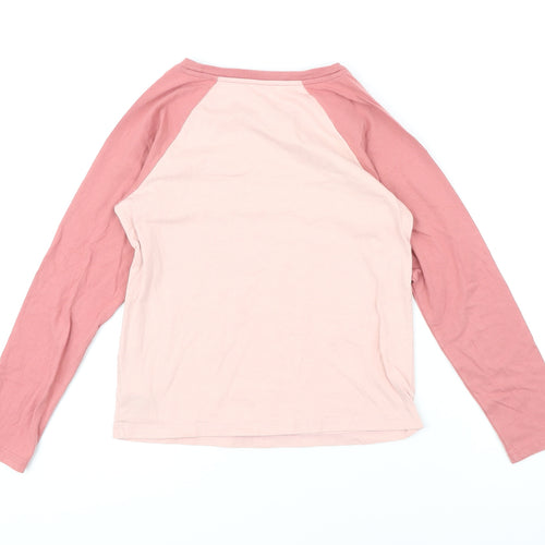 Gap Girls Pink Colourblock 100% Cotton Basic T-Shirt Size M Round Neck