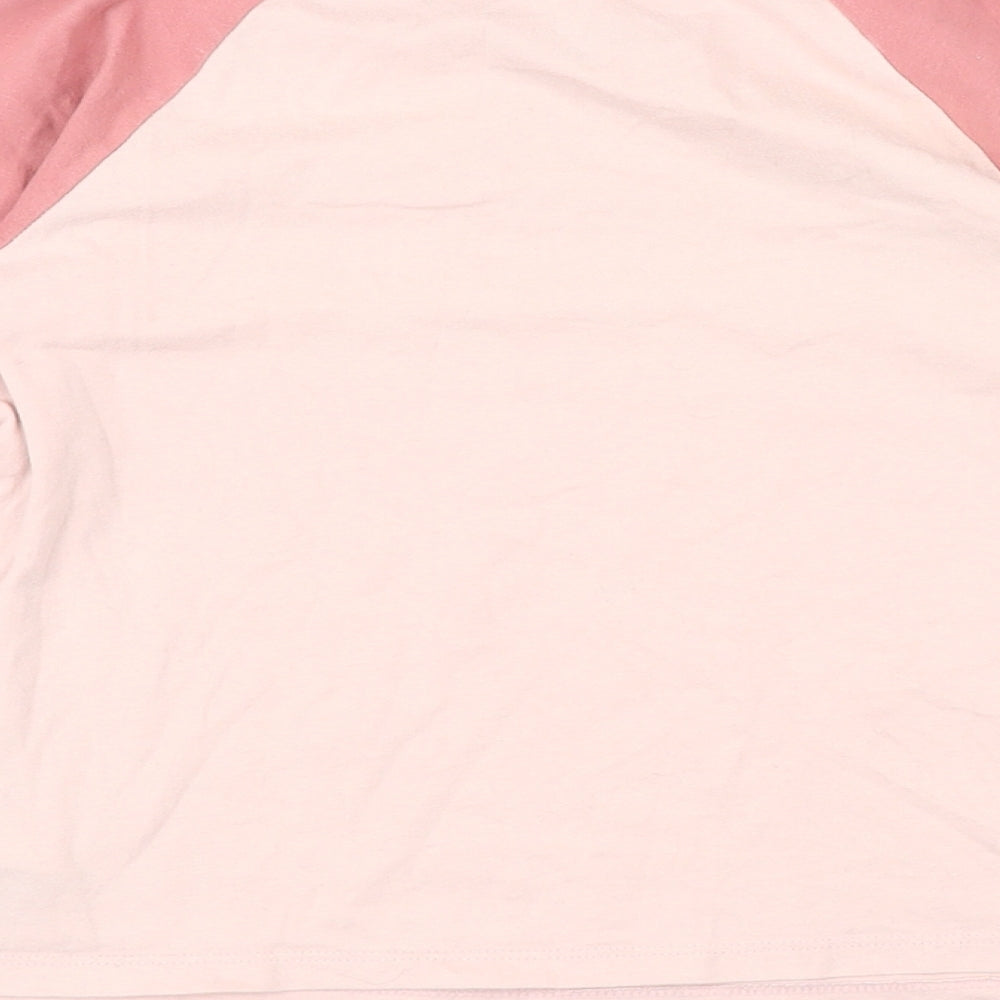 Gap Girls Pink Colourblock 100% Cotton Basic T-Shirt Size M Round Neck