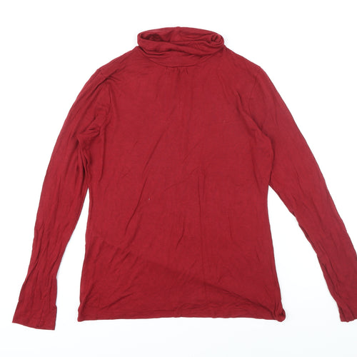 Ann Taylor Womens Red Viscose Basic T-Shirt Size M High Neck