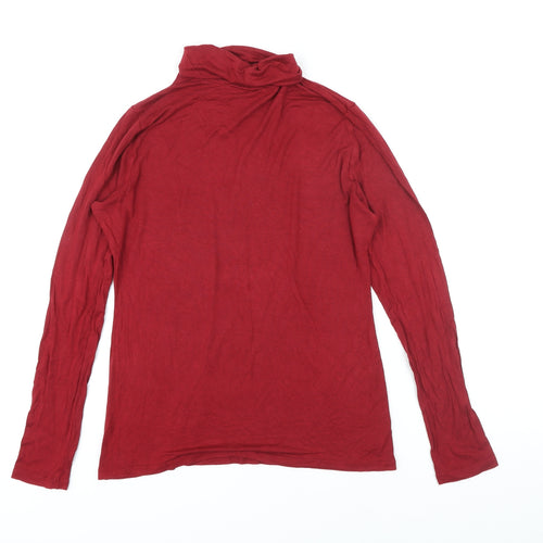 Ann Taylor Womens Red Viscose Basic T-Shirt Size M High Neck