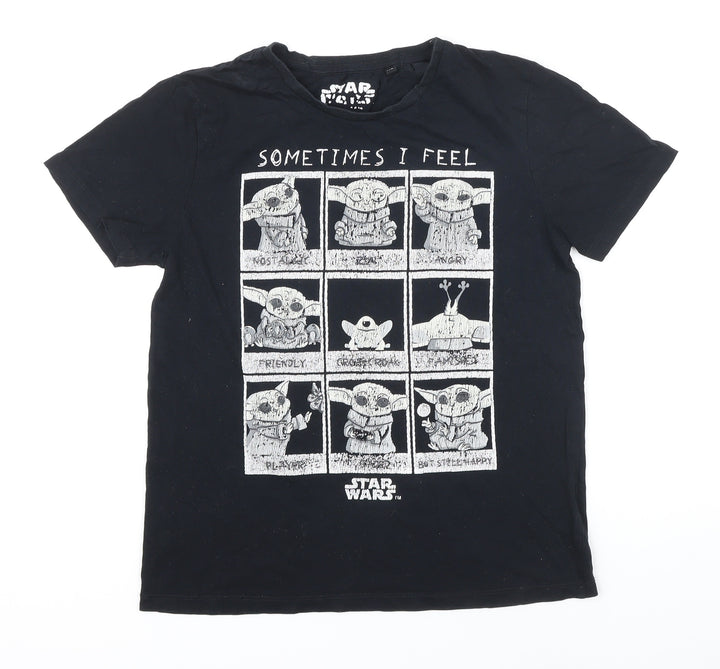 Star Wars Boys Black 100% Cotton Basic T-Shirt Size XL Round Neck - Star Wars