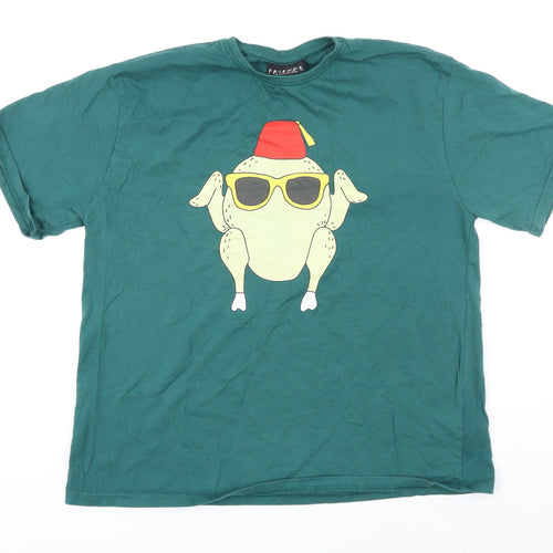 Friends Womens Green 100% Cotton Basic T-Shirt Size 12 Round Neck - Friends Christmas