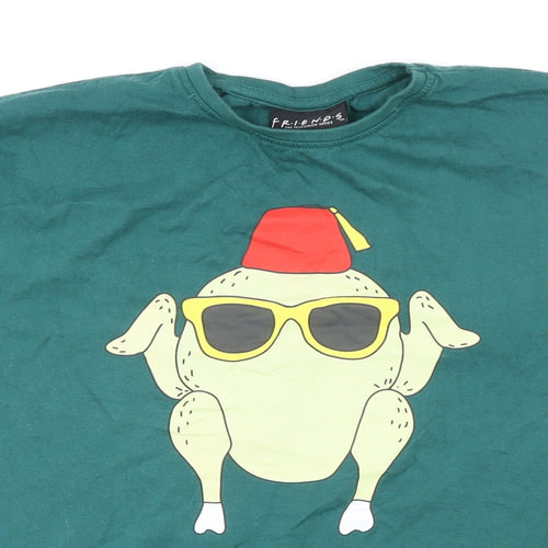 Friends Womens Green 100% Cotton Basic T-Shirt Size 12 Round Neck - Friends Christmas