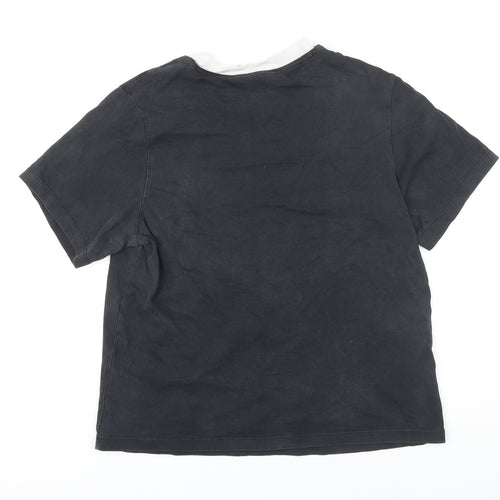 Addidas Womens Black 100% Cotton Basic T-Shirt Size 10 Round Neck