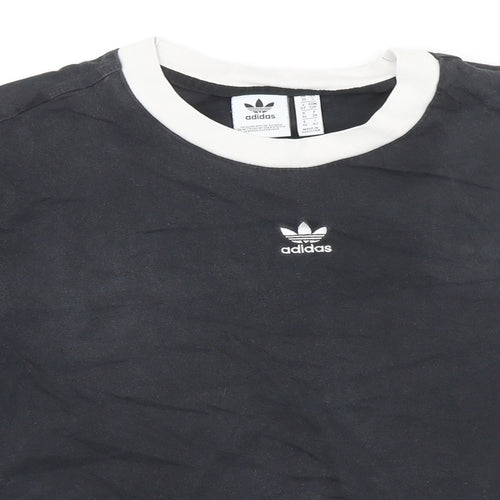Addidas Womens Black 100% Cotton Basic T-Shirt Size 10 Round Neck