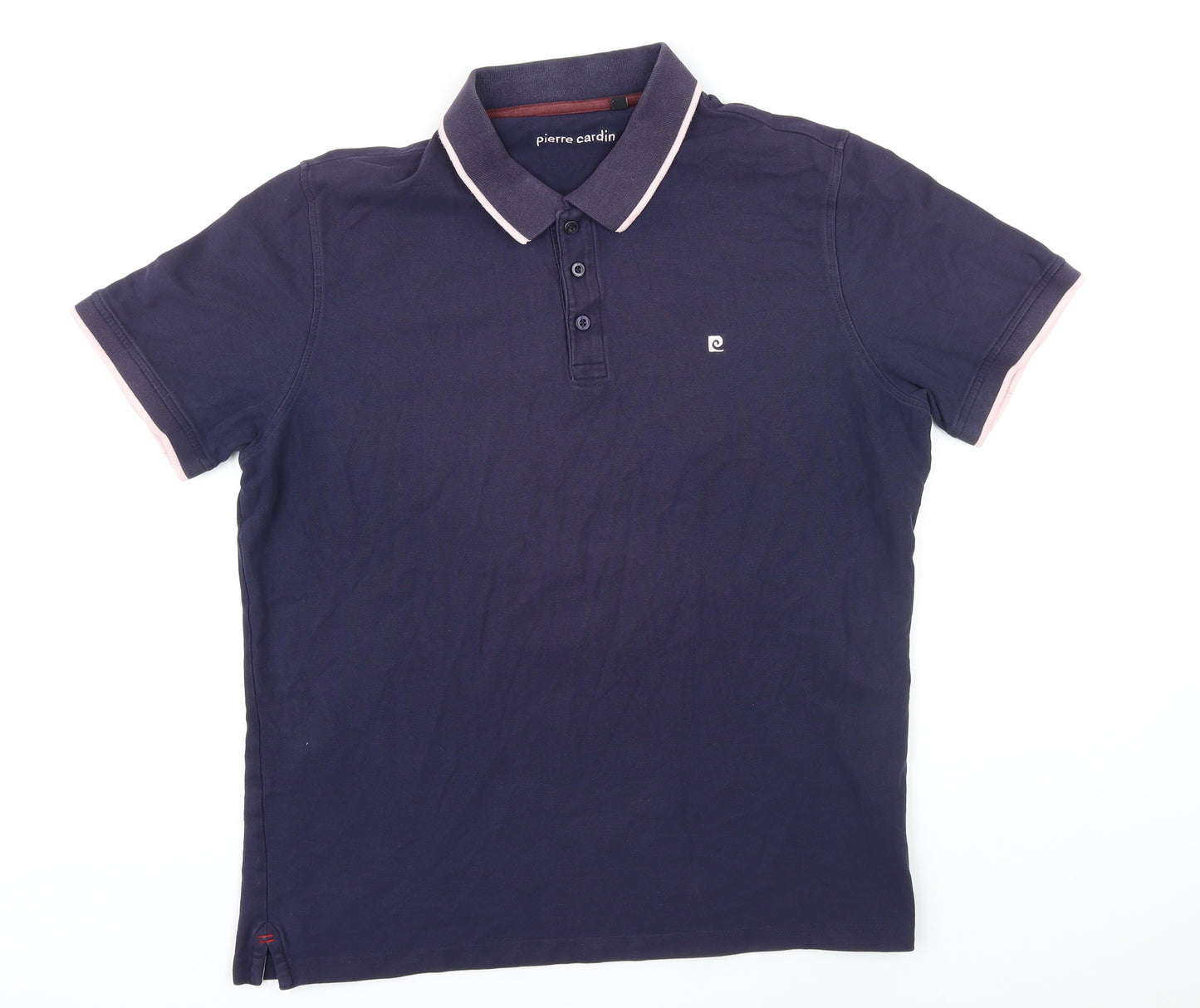 Pierre Cardin Mens Blue 100% Cotton Polo Size XL Collared Button