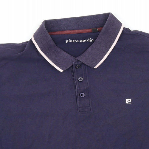 Pierre Cardin Mens Blue 100% Cotton Polo Size XL Collared Button