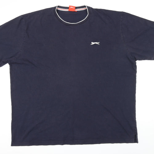 Slazenger Mens Blue Cotton T-Shirt Size 4XL Round Neck