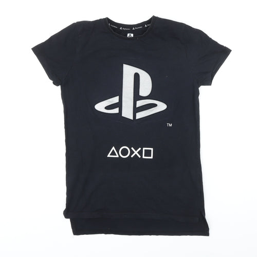 PlayStation Girls Black 100% Cotton Basic T-Shirt Size 9-10 Years Round Neck - Playstation