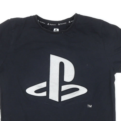 PlayStation Girls Black 100% Cotton Basic T-Shirt Size 9-10 Years Round Neck - Playstation