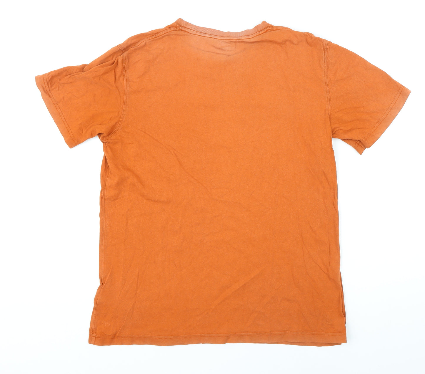 Timberland Mens Orange Herringbone Cotton T-Shirt Size M Round Neck