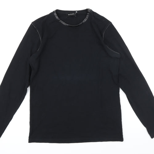 The Kooples Womens Black Polyester Tunic T-Shirt Size M Round Neck - Leather look trims
