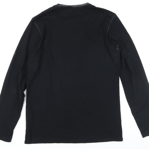 The Kooples Womens Black Polyester Tunic T-Shirt Size M Round Neck - Leather look trims