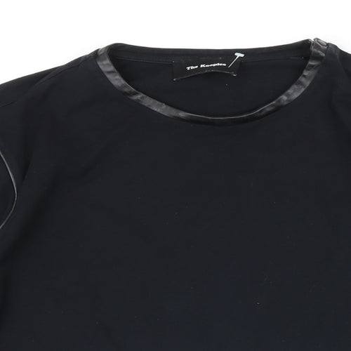 The Kooples Womens Black Polyester Tunic T-Shirt Size M Round Neck - Leather look trims