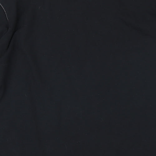 The Kooples Womens Black Polyester Tunic T-Shirt Size M Round Neck - Leather look trims