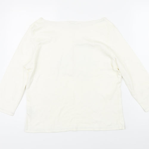 Etam Womens Ivory 100% Cotton Basic T-Shirt Size 18 Boat Neck - Cats