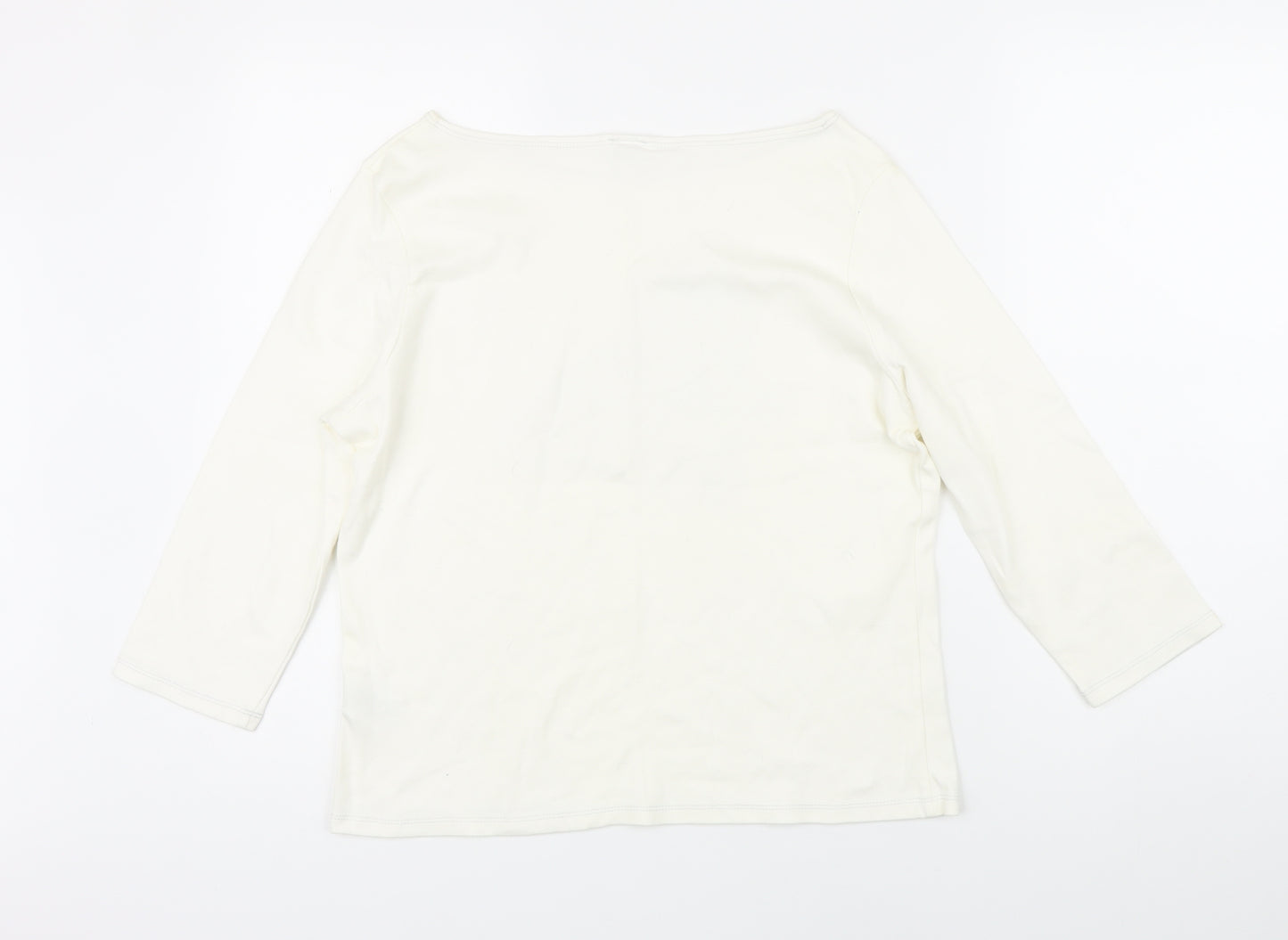 Etam Womens Ivory 100% Cotton Basic T-Shirt Size 18 Boat Neck - Cats