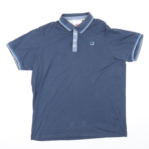 Smith & Jones Mens Blue Cotton Polo Size XL Collared Button