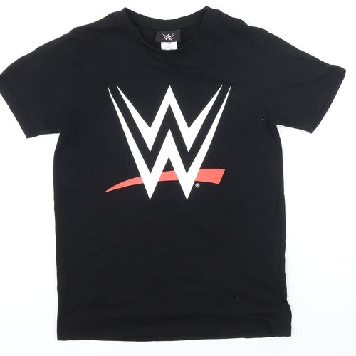 pop gear Boys Black 100% Cotton Basic T-Shirt Size 12-13 Years Round Neck - WWE