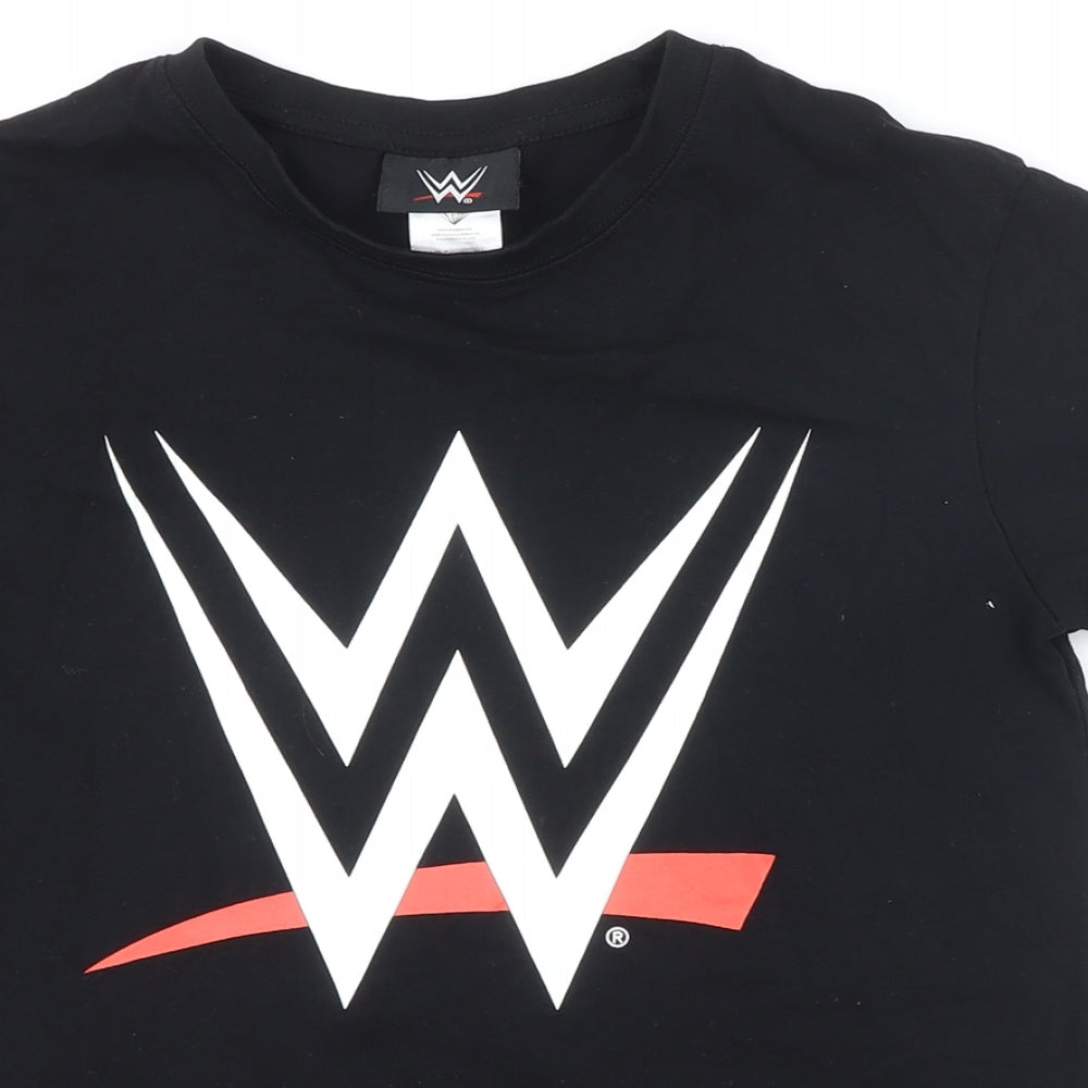 pop gear Boys Black 100% Cotton Basic T-Shirt Size 12-13 Years Round Neck - WWE