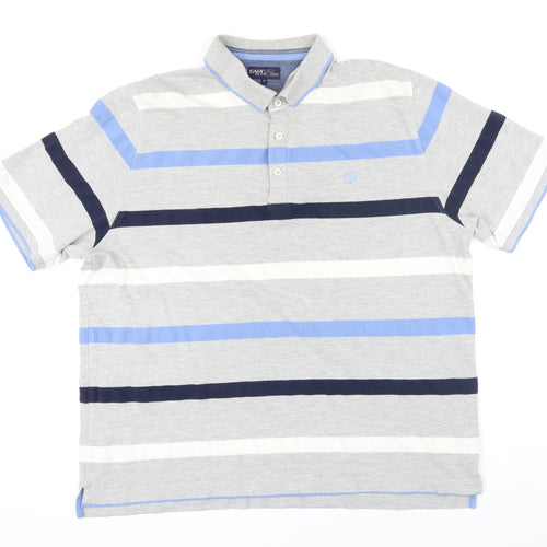 Classic Collection Mens Multicoloured Striped Cotton Polo Size 2XL Collared Button