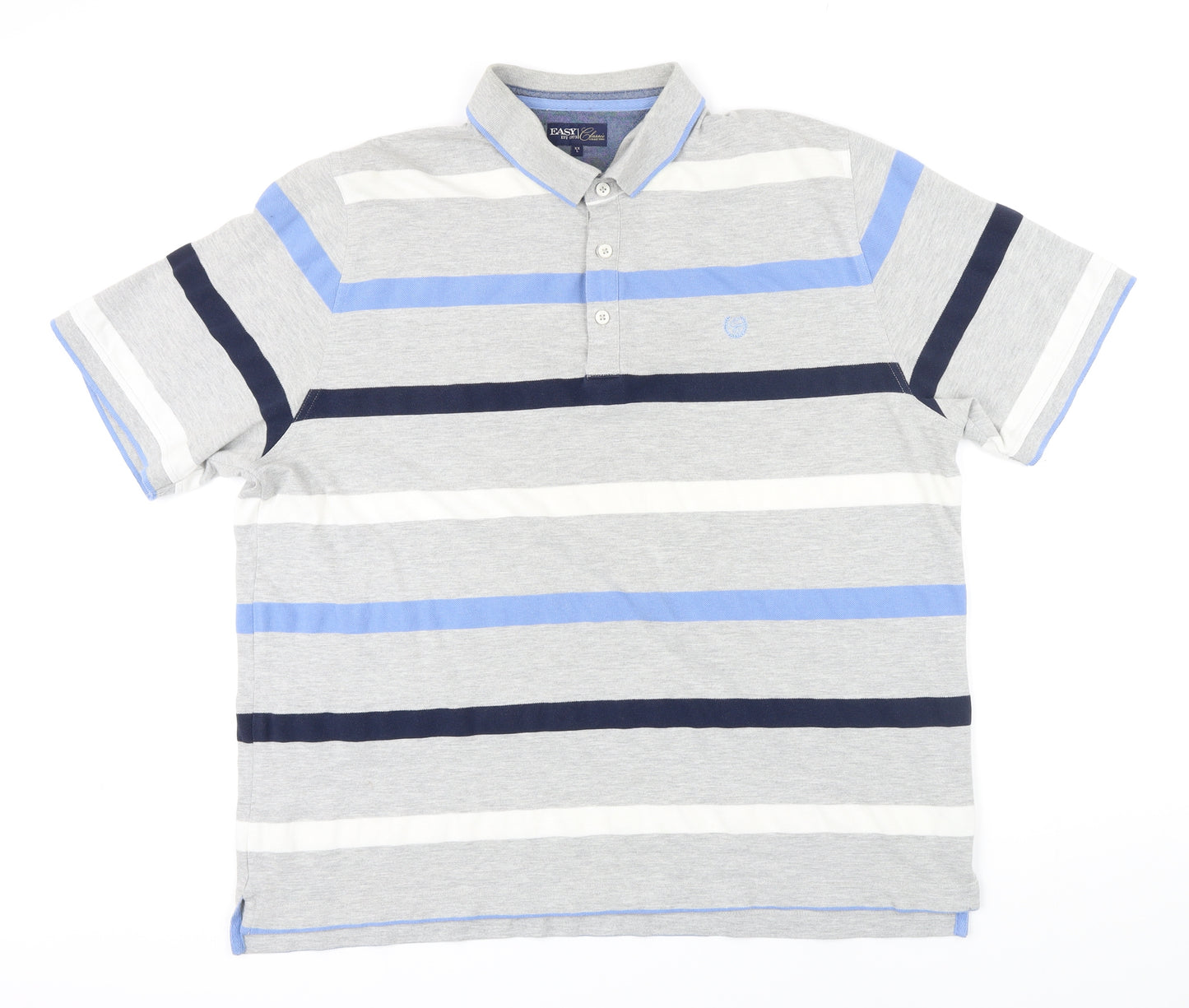 Classic Collection Mens Multicoloured Striped Cotton Polo Size 2XL Collared Button