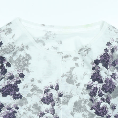 Marks and Spencer Womens White Scoop Neck Floral Acrylic Pullover Jumper Size 12