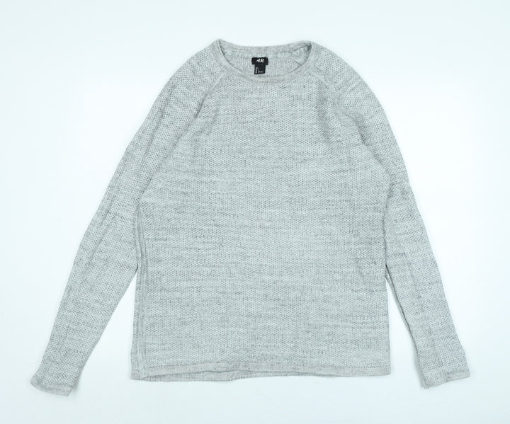 H&M Womens Grey Crew Neck Cotton Pullover Jumper Size L
