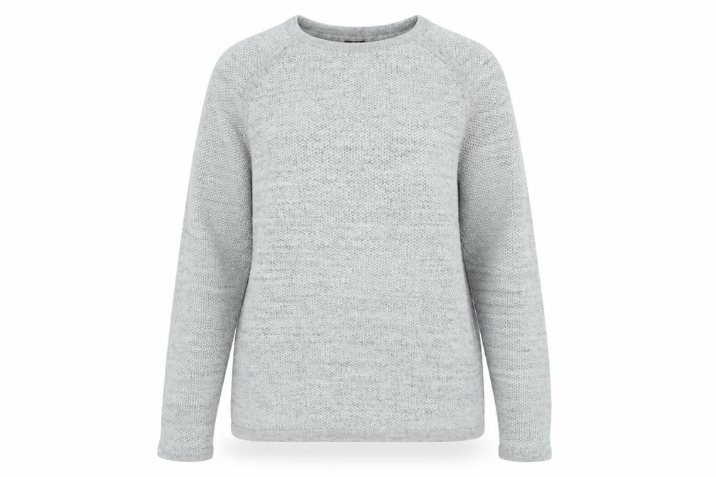Front view of H&M women’s grey crew neck cotton jumper, size L