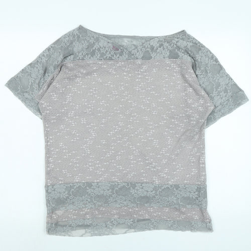 Per Una Womens Grey Crew Neck Acrylic Pullover Jumper Size 14 - Lace Detail