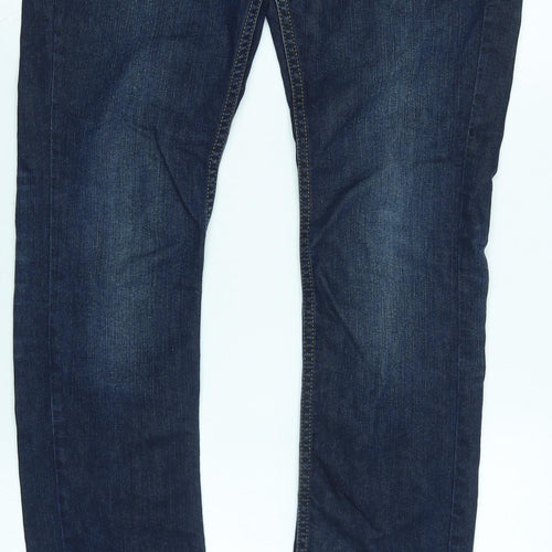 Topshop Womens Blue Cotton Blend Straight Jeans Size 30 in L30 in Regular Zip