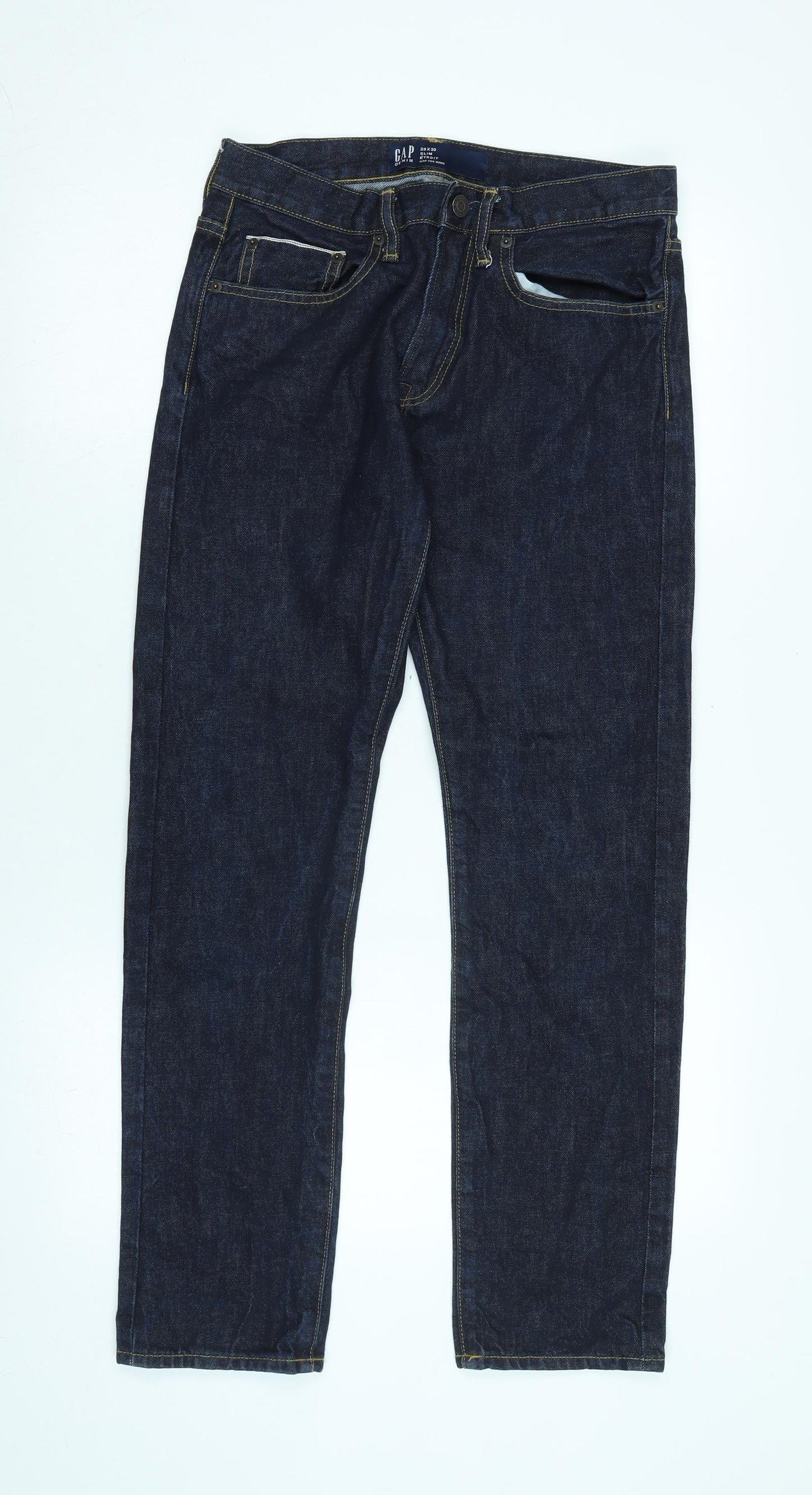 Gap Mens Blue Cotton Blend Straight Jeans Size 31 in L29 in Regular Zip