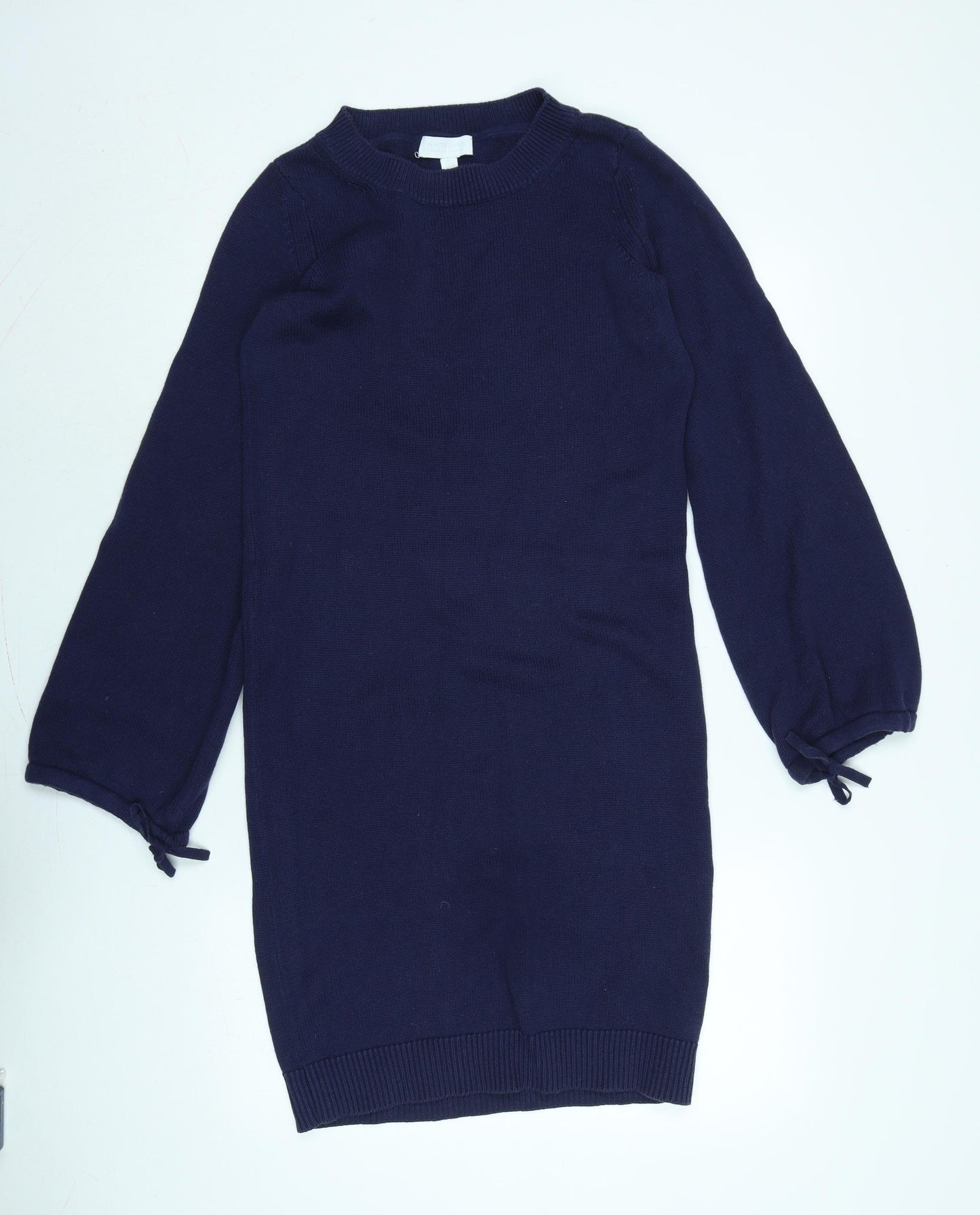 The White Company Womens Blue Cotton Jumper Dress Size 8 Crew Neck