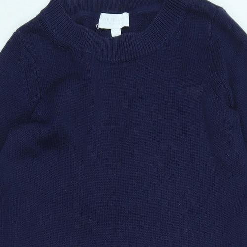 The White Company Womens Blue Cotton Jumper Dress Size 8 Crew Neck