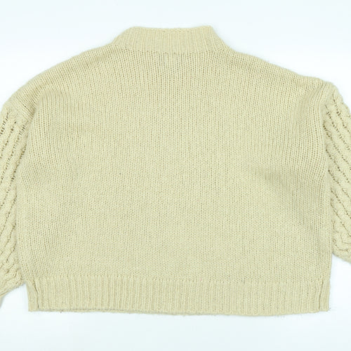 FOREVER 21 Womens Beige Mock Neck Acrylic Pullover Jumper Size M