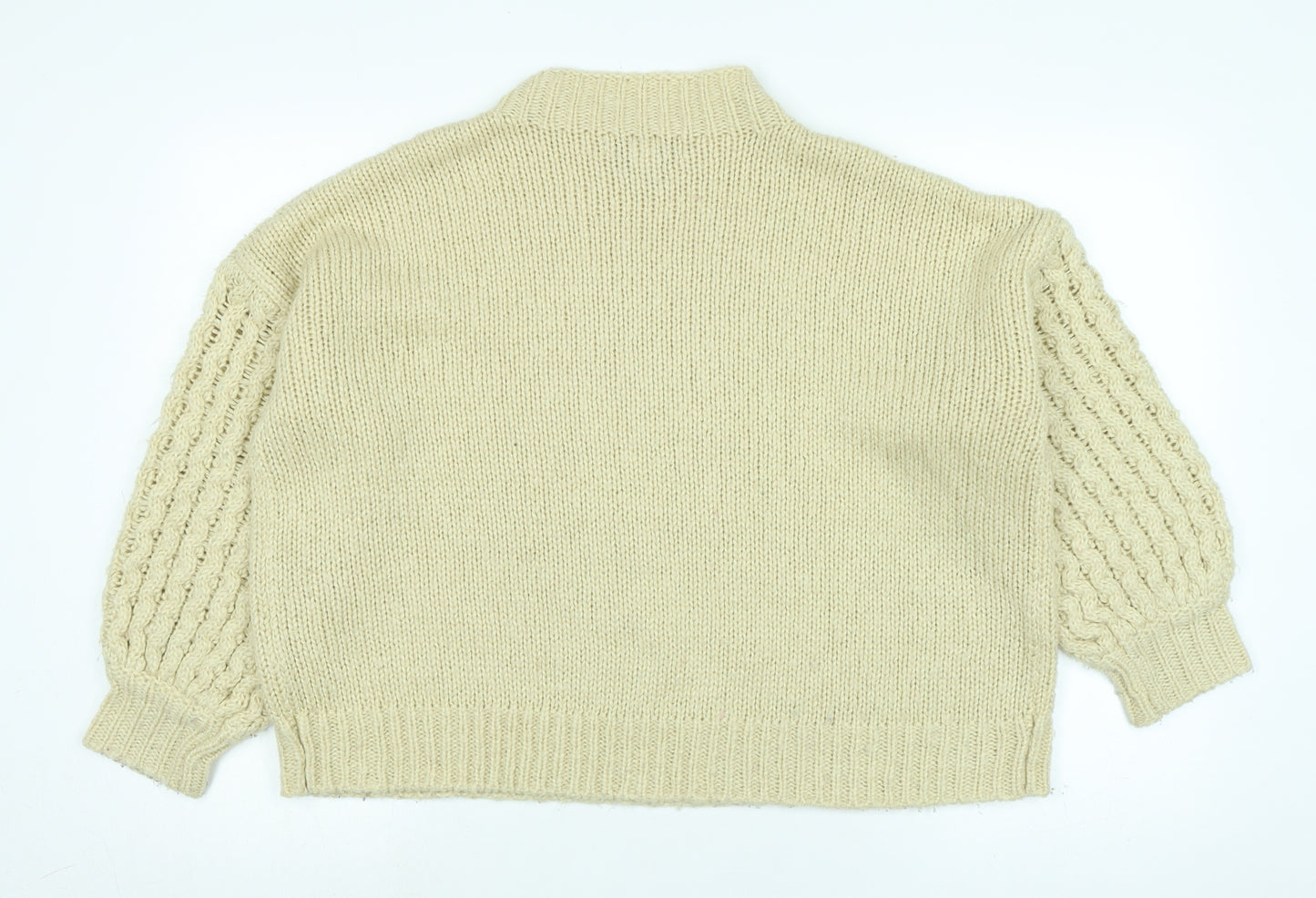 FOREVER 21 Womens Beige Mock Neck Acrylic Pullover Jumper Size M