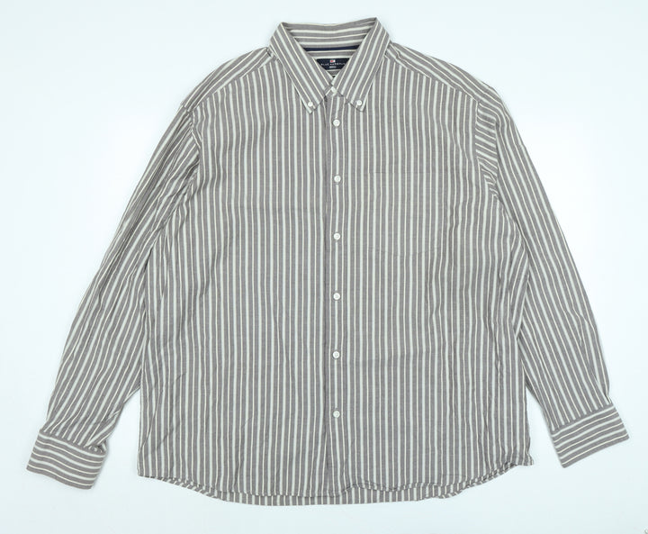 Blue Harbour Mens Brown Cotton Button-Up Size XL Collared Button