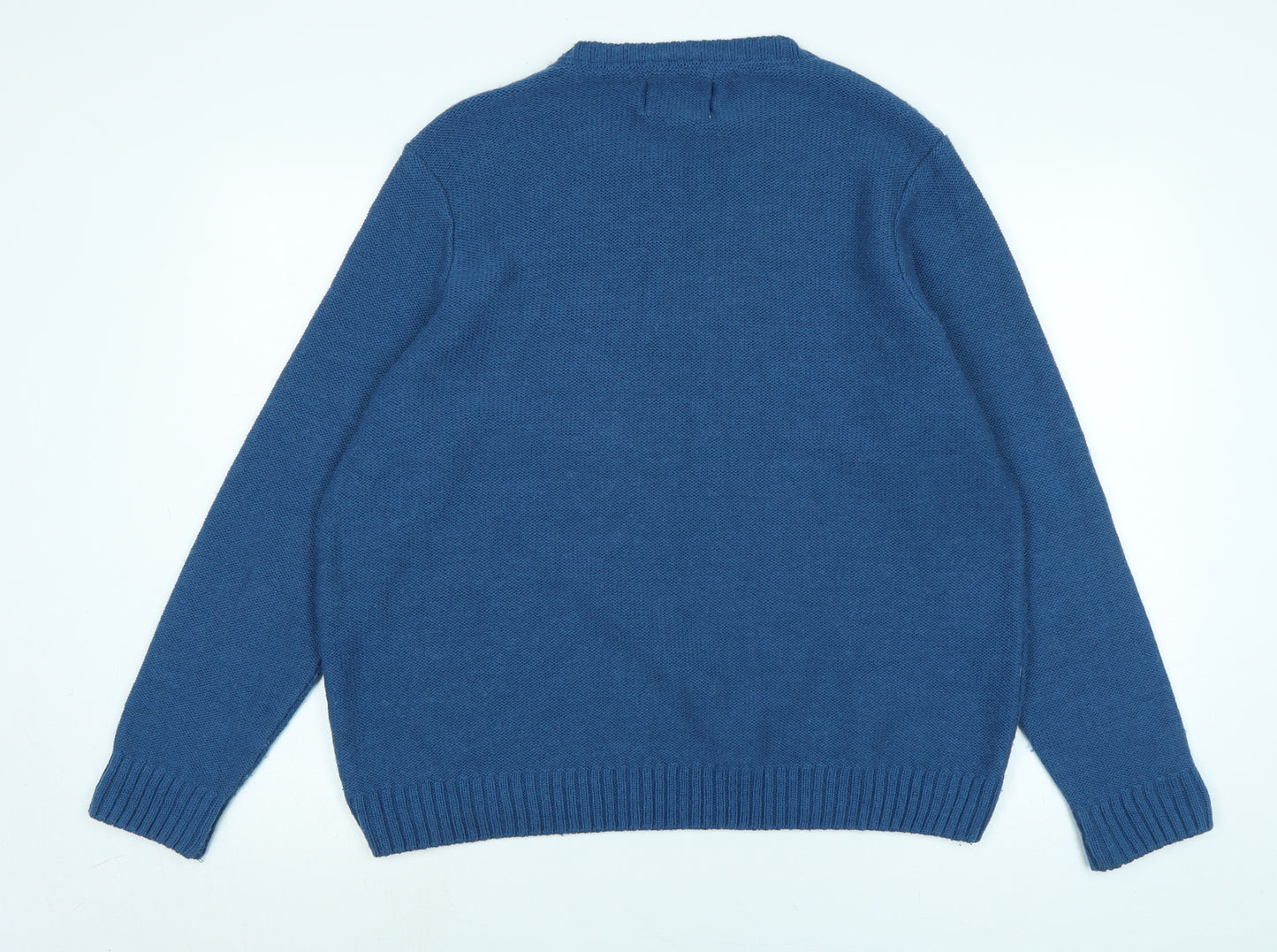 River Island Womens Blue Crew Neck Acrylic Pullover Jumper Size XL