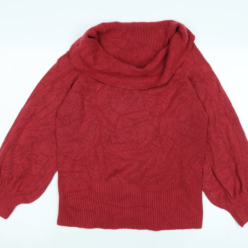 River Island Womens Red Cowl Neck Acrylic Pullover Jumper Size M