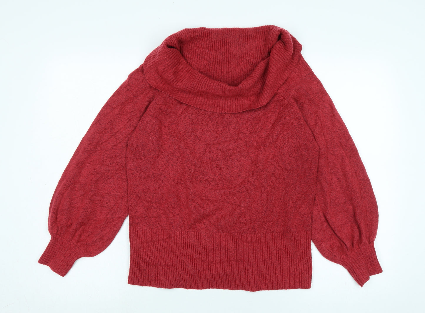 River Island Womens Red Cowl Neck Acrylic Pullover Jumper Size M