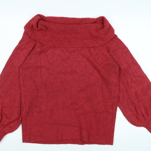 River Island Womens Red Cowl Neck Acrylic Pullover Jumper Size M